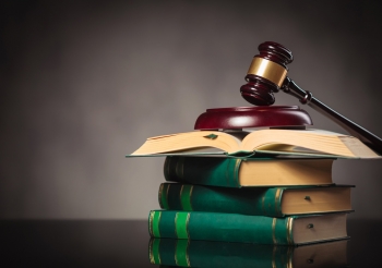 judge's gavel on a pile of books, learning law concept, studio picture